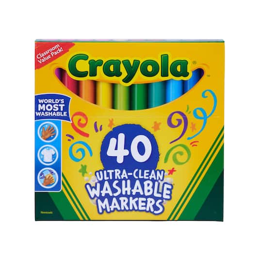 Crayola Ultra Clean Washable Classic Colors Broad Line Markers, 40ct.